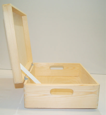 Shallow Wooden Box with Lid, Unfinished